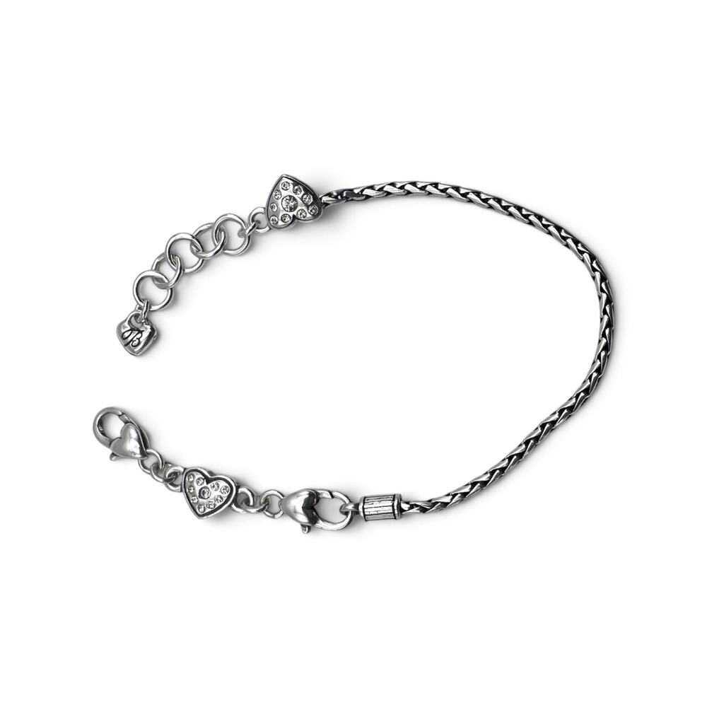 Brighton Heart Slide Charm Holder Bracelet Silver Plated J35532 7-8"